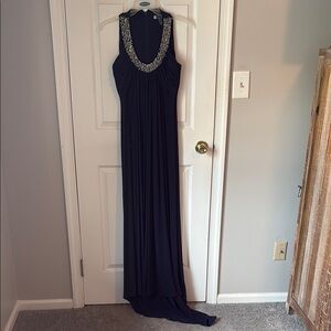 JS Boutique Blue Sleeveless Pleated Maxi Dress